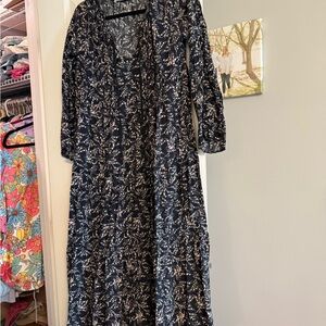 Elegant Blue Floral Women's Dress